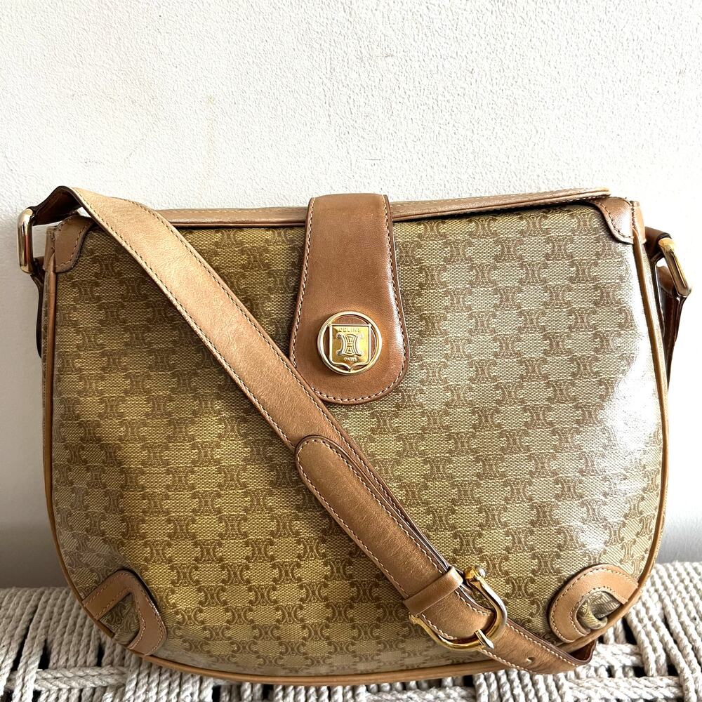 Celine Brown Shoulder Bag with Gold Hardware